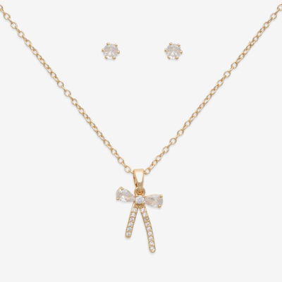 Mixit Womens Cubic Zirconia Bow Hypoallergenic 3-pc. Jewelry Set