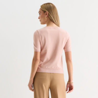 Liz Claiborne Tall Womens Short Sleeve Pullover Sweater