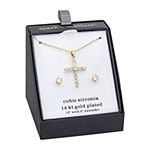 Sparkle Allure 2-pc. Cubic Zirconia 14K Gold Over Brass Cross Jewelry Set