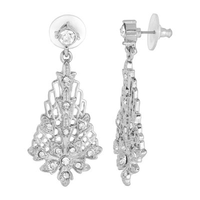 1928 Silver Tone Drop Earrings