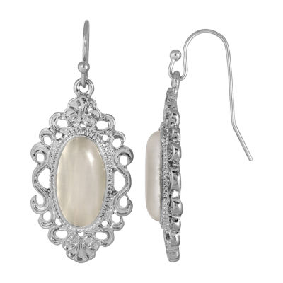 1928 Silver Tone Drop Earrings