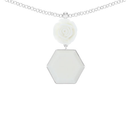 Liz Claiborne 34 Inch Cable Flower Pendant Necklace, One Size, White