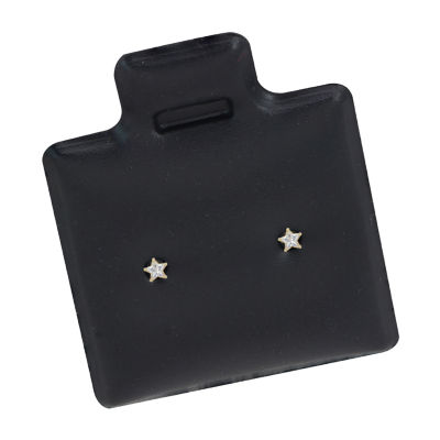 White Cubic Zirconia 14K Gold 5mm Star Stud Earrings