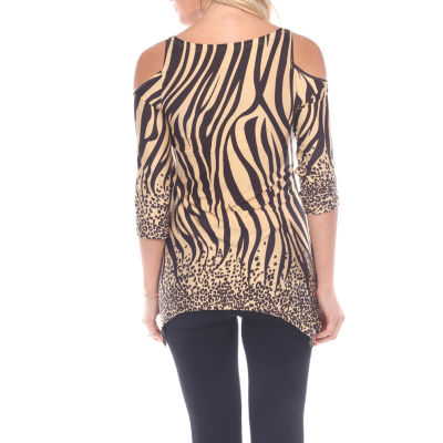 White Mark Plus Maternity Womens Scoop Neck 3/4 Sleeve Tunic Top