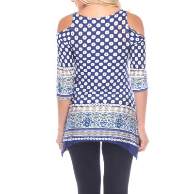 White Mark Plus Maternity Womens Scoop Neck 3/4 Sleeve Tunic Top