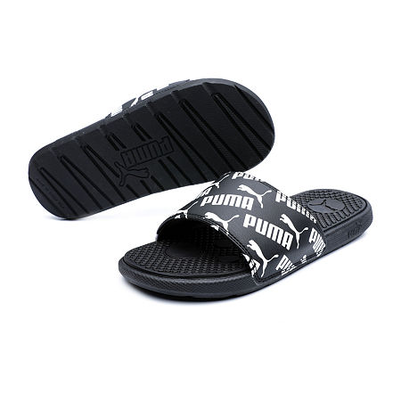 PUMA Big Boys Cool Cat Slide Sandals, 5 Medium, Black