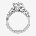 Womens 2 CT. T.W. Genuine White Diamond 10K White Gold Pear Side Stone Bridal Set