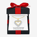 Womens 1/2 CT. T.W. Genuine White Diamond 14K Gold Over Silver Heart Pendant Necklace