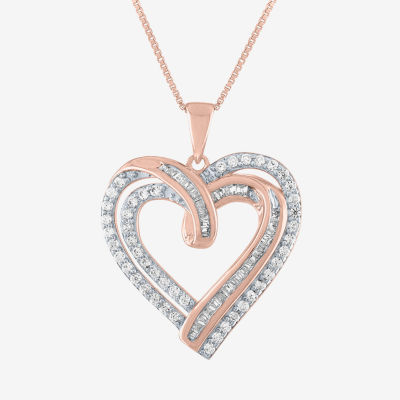 14k White Gold Diamond Heart Necklace 001-165-01205