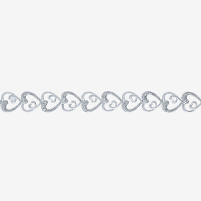 1/10 CT. T.W. Natural Diamond Sterling Silver Heart Tennis Bracelet