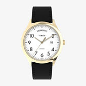 Timex® Easy Reader Mens Black Leather Strap Watch T2H2919J