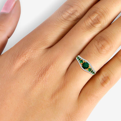 Womens Gemstone & 1/4 CT. T.W. Lab-Grown Diamond 10K Gold Cocktail Ring