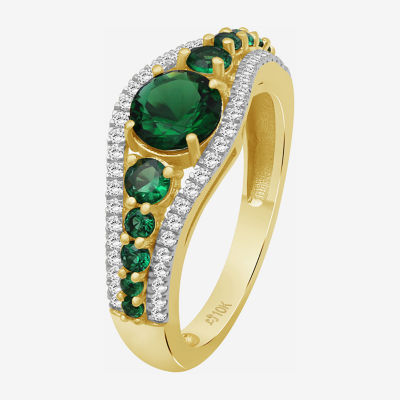 Womens Gemstone & 1/4 CT. T.W. Lab-Grown Diamond 10K Gold Cocktail Ring
