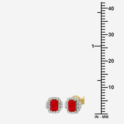 Gemstone & 3/8 CT. T.W. Natural Diamond 10K Gold 7.7mm Stud Earrings