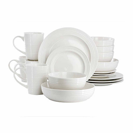 Elama Nikki Ribbed 18-pc. Porcelain Dinnerware Set, One Size, White