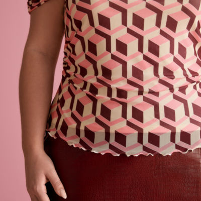 Bold Elements x Ally Brooke Short Sleeve Womens-Plus Off the Shoulder Blouse