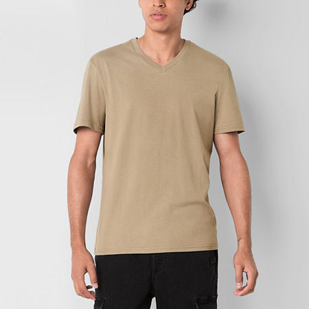 Arizona Mens V Neck Short Sleeve T-Shirt, X-large, Beige