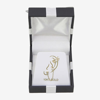 Gold Addiction Womens Cubic Zirconia 10K Gold 2 Pair Earring Set