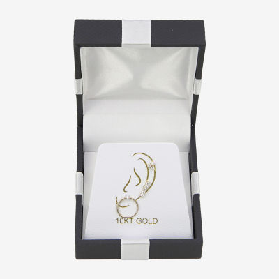 Gold Addiction Womens Cubic Zirconia 10K Gold 3 Pair Earring Set