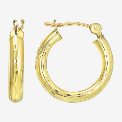 Womens 10K Gold 14mm Round Hoop Earrings