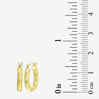 Womens 10K Gold 14mm Round Hoop Earrings