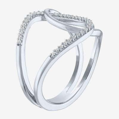 Diamond Addiction (G-H / Si2-I1) Womens 1/10 CT. T.W. Lab Grown White Sterling Silver Cocktail Ring