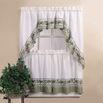 CHF Cottage 3-pc. Rod Pocket Kitchen Curtains & Drapes Window Set