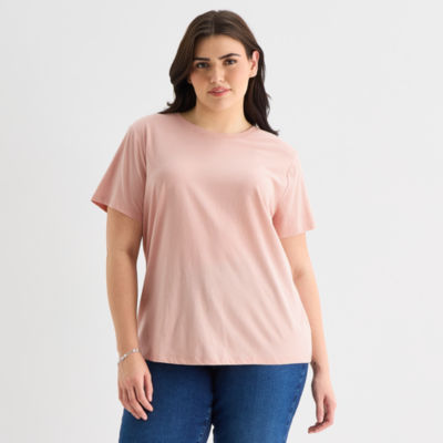 a.n.a Womens Plus Crew Neck Short Sleeve T-Shirt