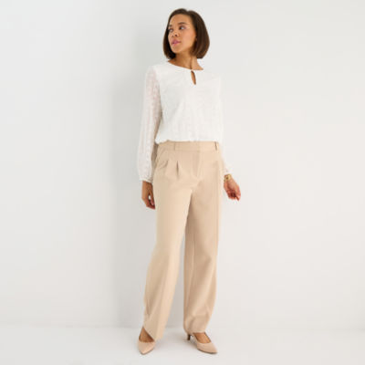 Liz Claiborne Womens Wide Leg Mid Rise Trouser