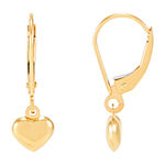14K Gold Heart Drop Earrings