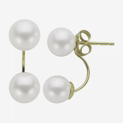 Cultured Freshwater Pearl 14K Yellow Gold Front-to-Back Earrings, Color ...