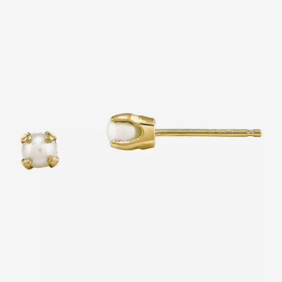 3mm Cultured Freshwater Pearl 14K Yellow Gold Stud Earrings