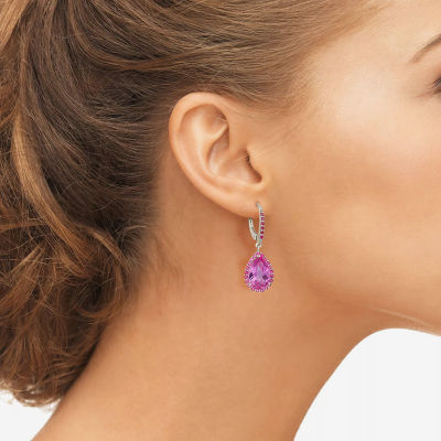 Lab-Created Pink Sapphire & Ruby Sterling Silver Earrings