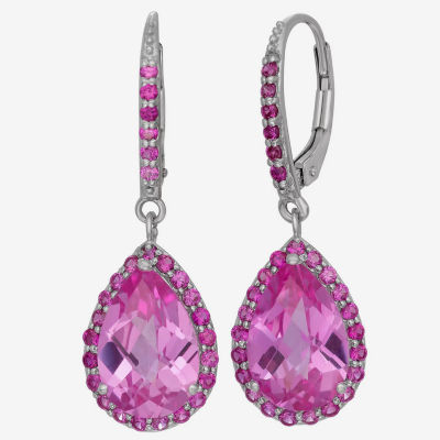 Lab-Created Pink Sapphire & Ruby Sterling Silver Earrings