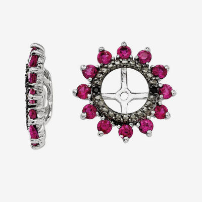 Lab-Created Ruby and Black Sapphire Sterling Silver Earring Jackets