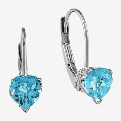 Heart-Shaped Genuine Blue Topaz 14K Gold Earrings