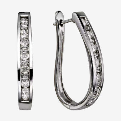 1 CT.T.W. Natural Diamond 10K Gold Hoop Earrings