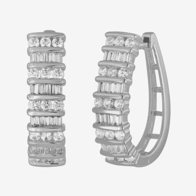 Womens 1 CT. T.W. Natural White Diamond 10K Gold 21.1mm Hoop Earrings