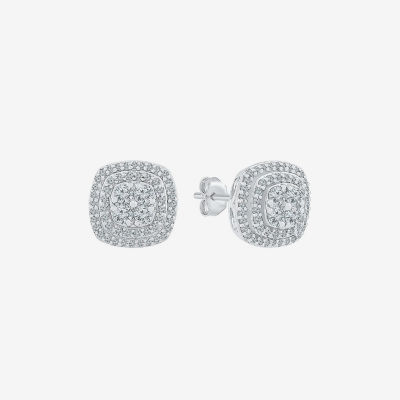 Diamond Blossom 1 CT. T.W. Natural White Diamond 10K White Gold 11.4mm Stud Earrings