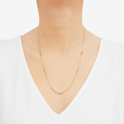 14K Gold Inch Solid Figaro Chain Necklace