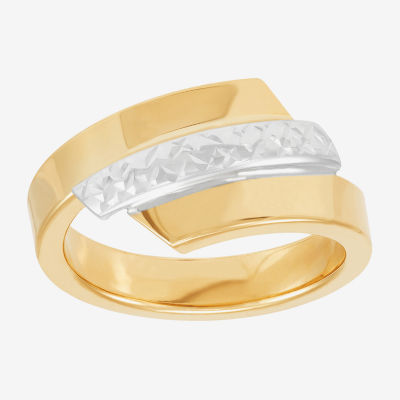 Womens 14K Two Tone Gold Round Bypass  Cocktail Ring