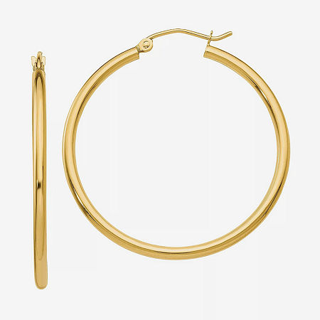 14K Gold 35mm Round Hoop Earrings, One Size