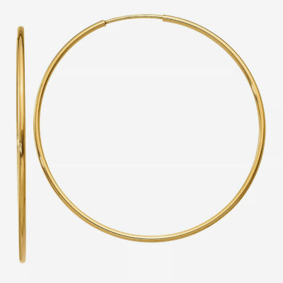 14K Gold 41mm Round Hoop Earrings