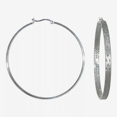 Sterling Silver Diamond Cut Hoop Earring