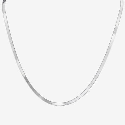 Made in Italy Sterling Silver 18 Inch Solid Herringbone Chain Necklace