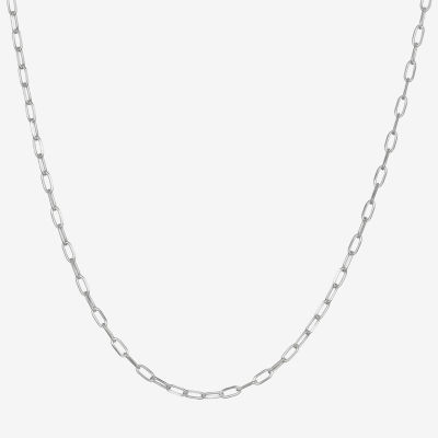 Made in Italy Sterling Silver Inch Solid Paperclip Paperclip Chain Necklace