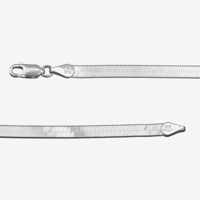 Made in Italy Unisex Adult Sterling Silver 7.5 Inch Solid Herringbone Chain Bracelet
