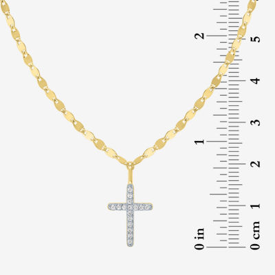 (G-H / I1-I2) Womens 1/10 CT. T.W. Lab Grown White Diamond Sterling Silver or 14K Gold Over Cross Pendant Necklace