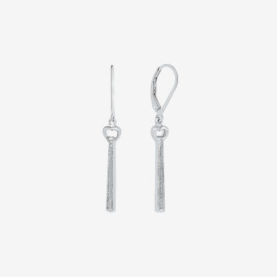 Linear 1/10 CT. T.W. Mined White Diamond Sterling Silver Drop Earrings