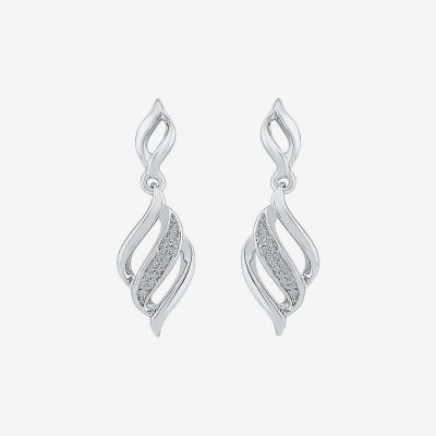 Diamond Accent Mined Diamond Sterling Silver Drop Earrings
